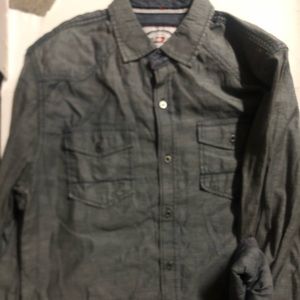 Gray long sleeve button up shirt